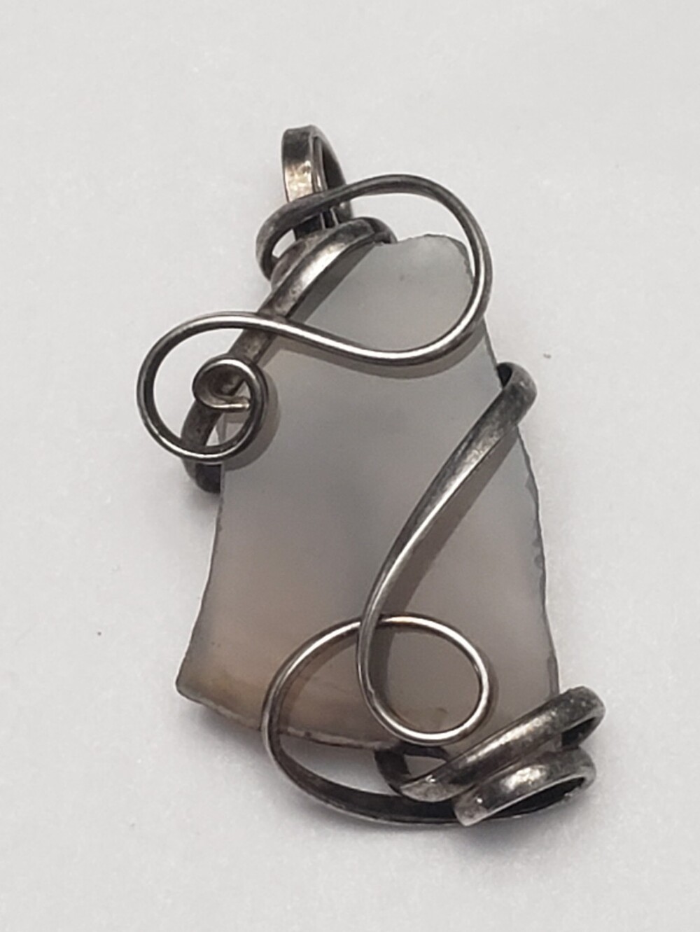 Wire Wrapped Translucent Agate Pendant